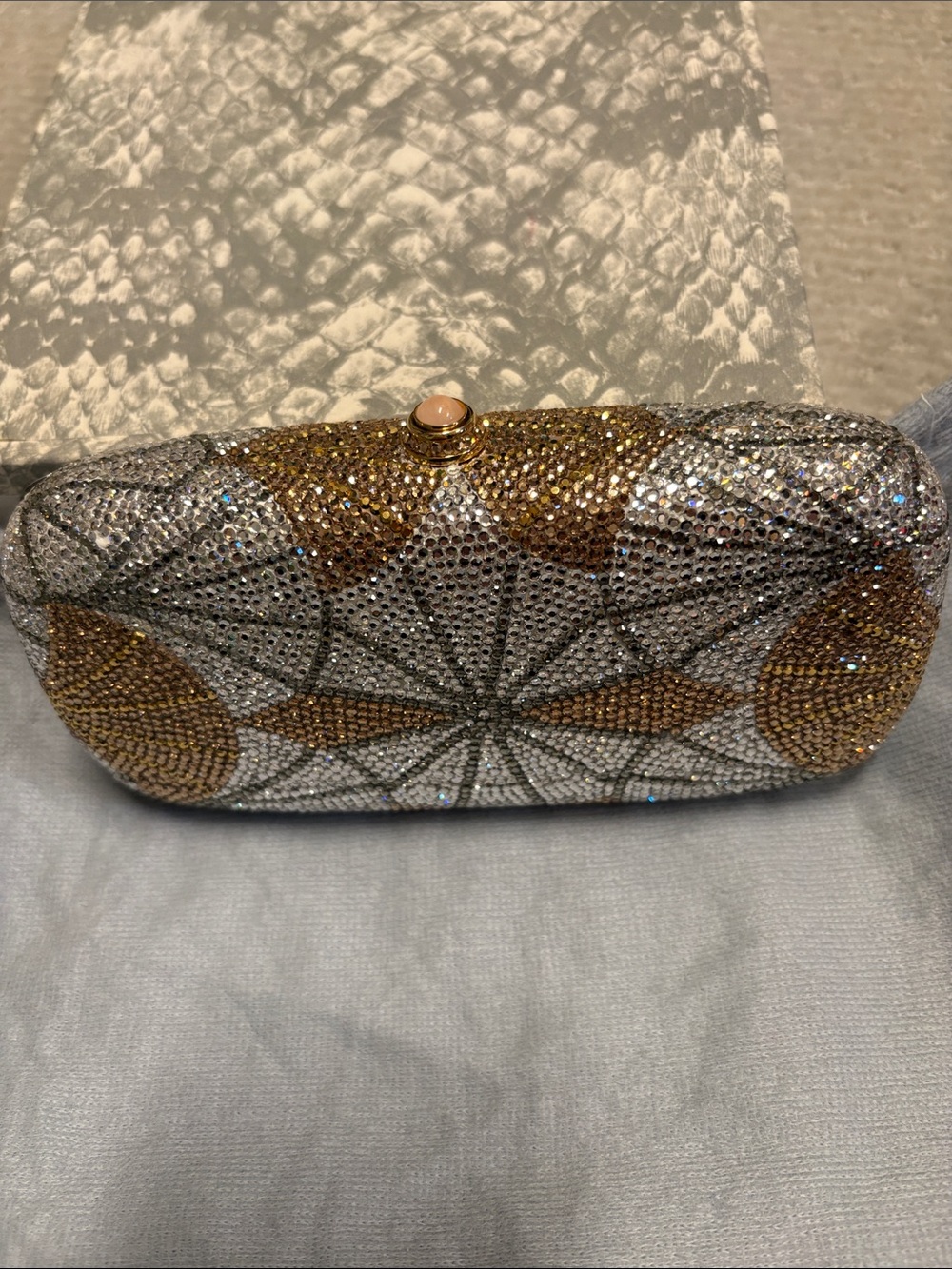 Judith Leiber Crystal-Embellished Gold & Silver Evening Clutch